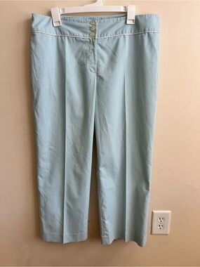 Focus 2000 Women's Light Blue And White Stripe Trouser Ankle Crop Dress Pants 16